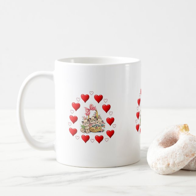 Valentinstag Kätzchen Tasse (Mit Donut)