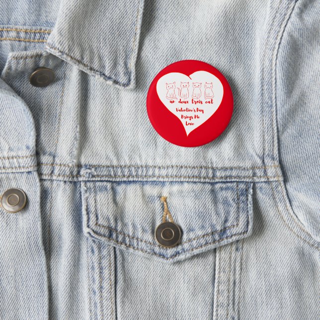Valentinstag-Kätzchen - Un Deux Trois Katze Button (Beispiel)