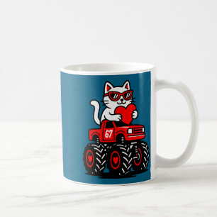 Valentinstag-Katze fährt Lastwagen Grafik Kunst Kaffeetasse