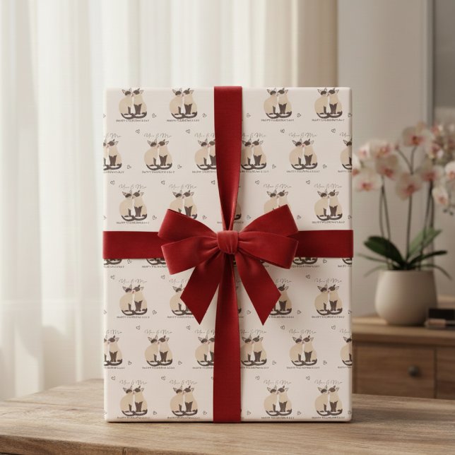 Valentinstag-Katze Geschenkpapier (You & Me Valentine's Day Cat Wrapping Paper)