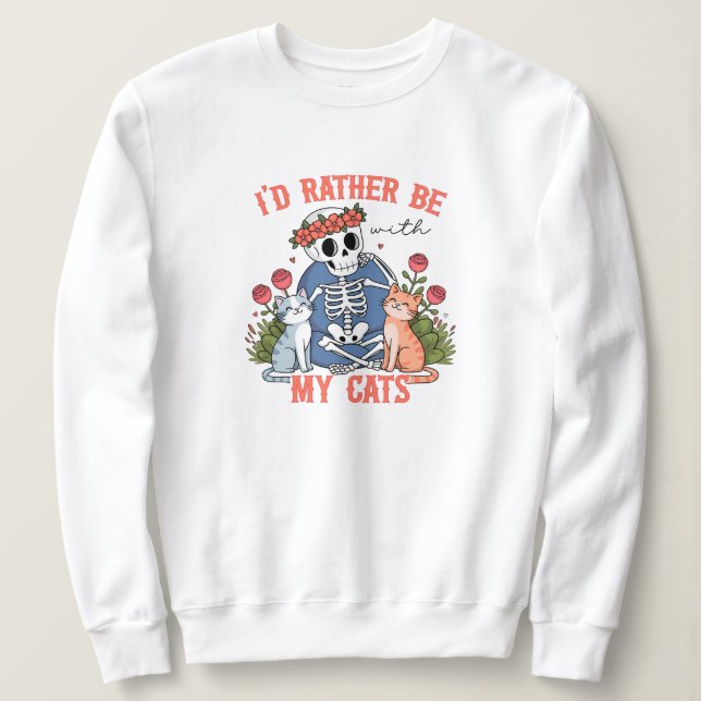 Valentinstag Katze Lover Skelett Sweatshirt (Design vorne)