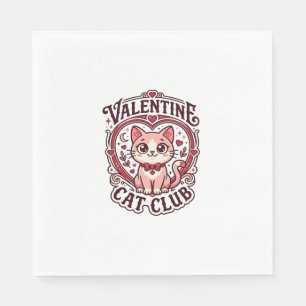 Valentinstag-Katze Lustiges Katzenliebhaber-Design Serviette