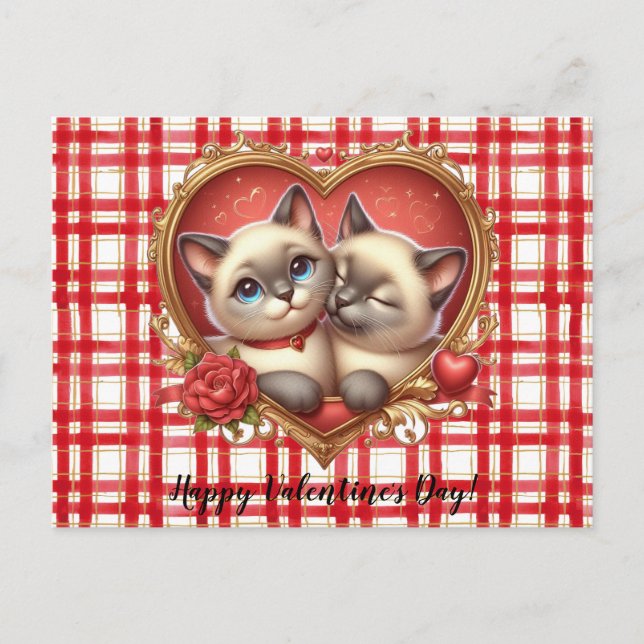 Valentinstag Katze Postkarte (Vorderseite)