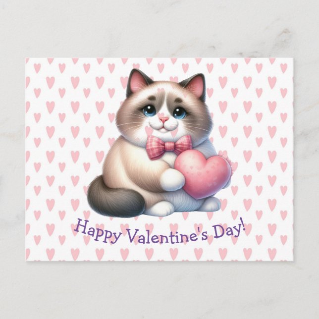 Valentinstag Katze Postkarte (Vorderseite)