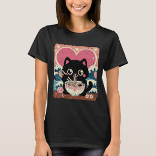 Valentinstag Katze Ramen Kawaii Japanische Mädchen T-Shirt