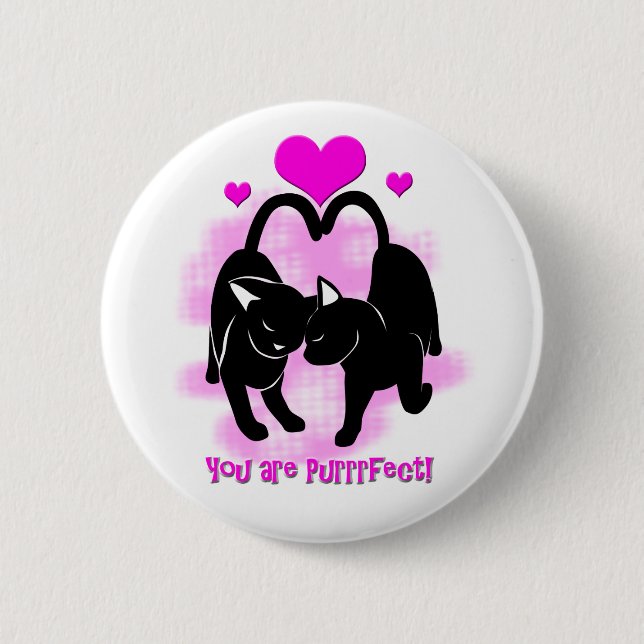 Valentinstag Katzen Button (Vorderseite)