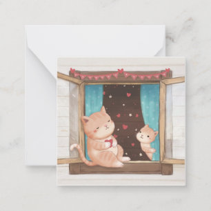 Valentinstag: Katzen & Herzen Illustration Mitteilungskarte