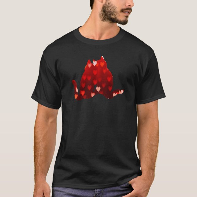 Valentinstag Katzen Herzen T-Shirt (Vorderseite)