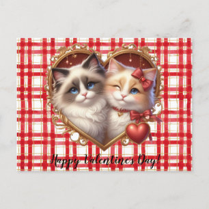 Valentinstag-Katzengrußkarte Postkarte