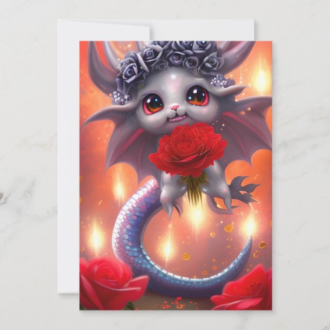 Valentinstag Kawaii Dragon Feiertagskarte (Vorderseite)