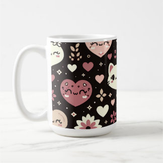 Valentinstag Kawaii Katzen Herz Blume Muster Kaffeetasse