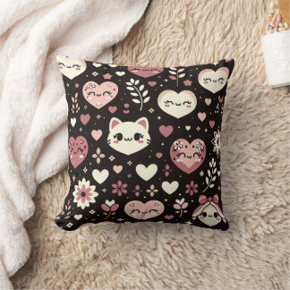 Valentinstag Kawaii Katzen Herz Blume Muster Kissen