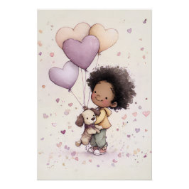 Valentinstag Kinderzimmer Kunst – Aquarell Poster