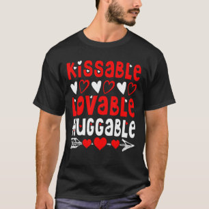 Valentinstag Kissable Lovable Funny V- T-Shirt