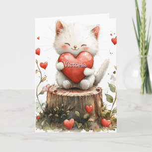 Valentinstag Kitten Red Hearts Karte