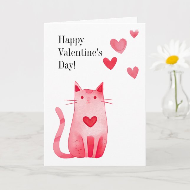 Valentinstag Kitty Cat Karte (Kleine Pflanze)