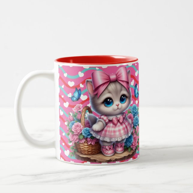 Valentinstag Kitty Zweifarbige Tasse (Links)