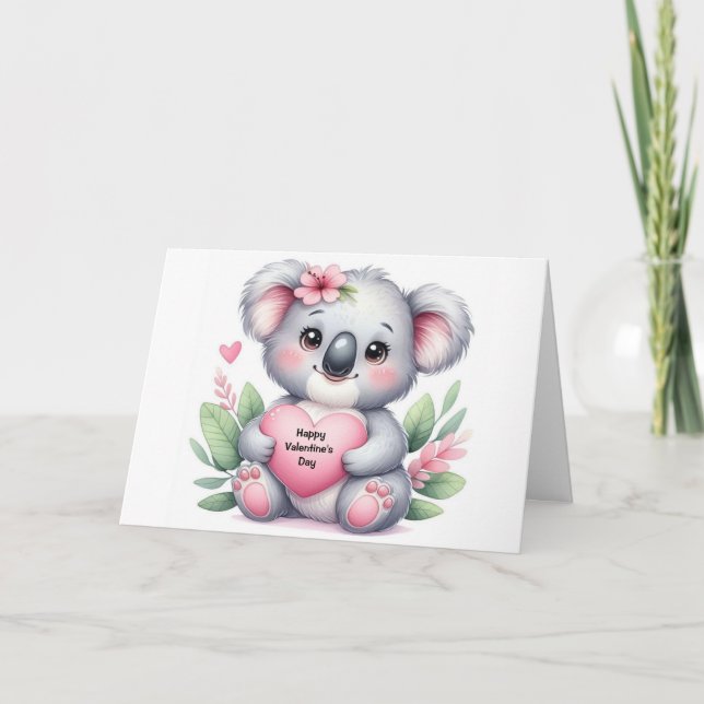 Valentinstag Koala Bear Feiertagskarte (Vorderseite)