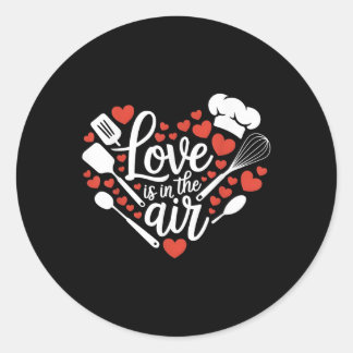 Valentinstag Kochen Koch Liebe Herz Liebe ist in Runder Aufkleber