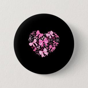 Valentinstag Kokette Rosa Schleife Herz Frauen Mäd Button