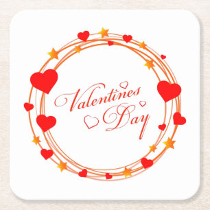 Valentinstag-Kreisdesign-25695 Rechteckiger Pappuntersetzer