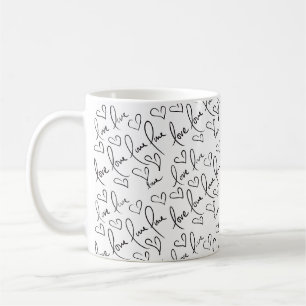 Valentinstag Kritzeleien Schwarze Handschrift Kaffeetasse