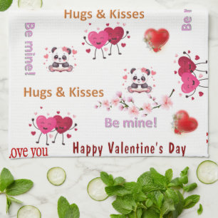 Valentinstag-Küchenhandtuch Katze rotes Herz Geschirrtuch