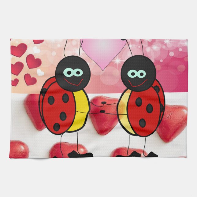 Valentinstag Küchenhandtuch, Ladybug Geschirrtuch (Horizontal)
