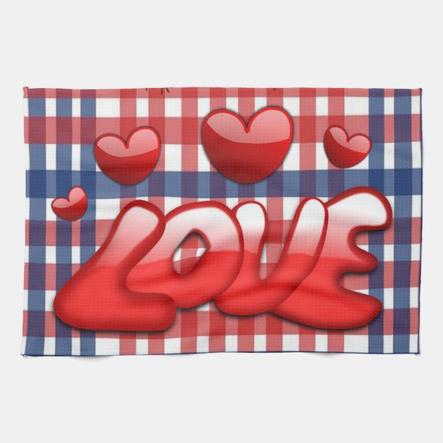 Valentinstag Küchenhandtuch, Liebe Geschirrtuch (Horizontal)