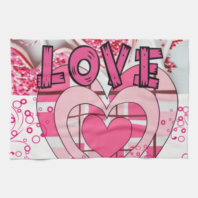 Valentinstag Küchenhandtuch, Liebe Geschirrtuch (Horizontal)