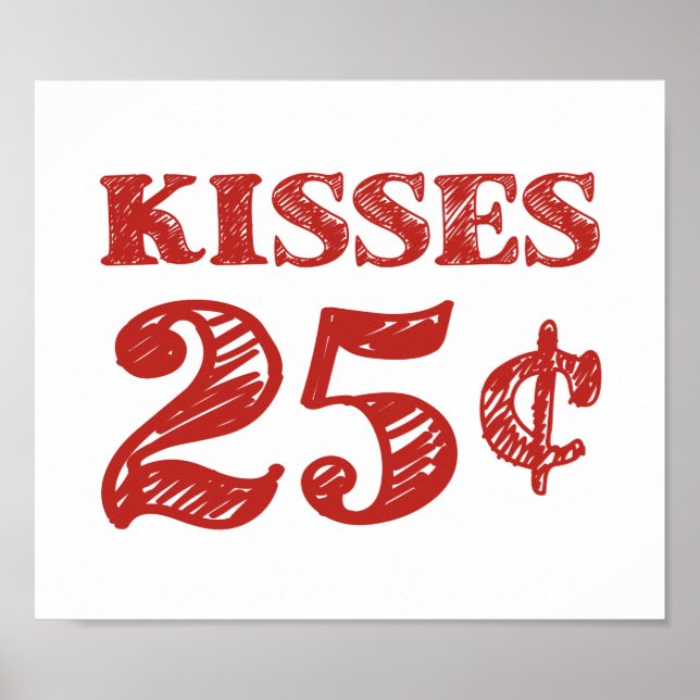 Valentinstag Küsse 25 Cent Poster (Vorne)