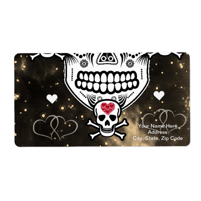 Valentinstag Labels Skull (Vorne)