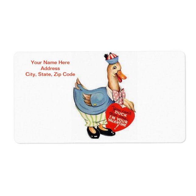 Valentinstag Labels Vintage Ente (Vorne)