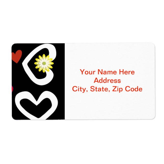 Valentinstag Labels White Hearts Black (Vorne)