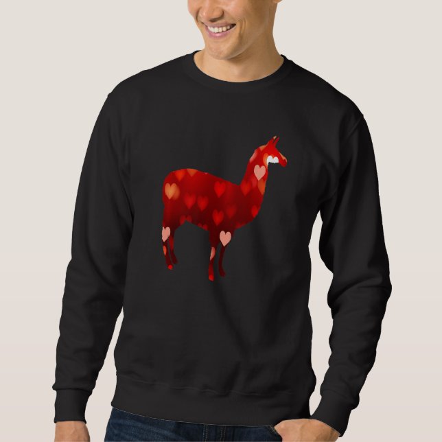 Valentinstag Lama-Herzen Sweatshirt (Vorderseite)