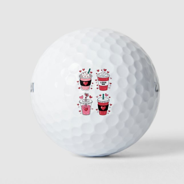Valentinstag Latte Coffee Lover Golfball (Vorderseite)