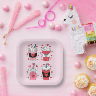 Valentinstag Latte Coffee Lover Pappteller