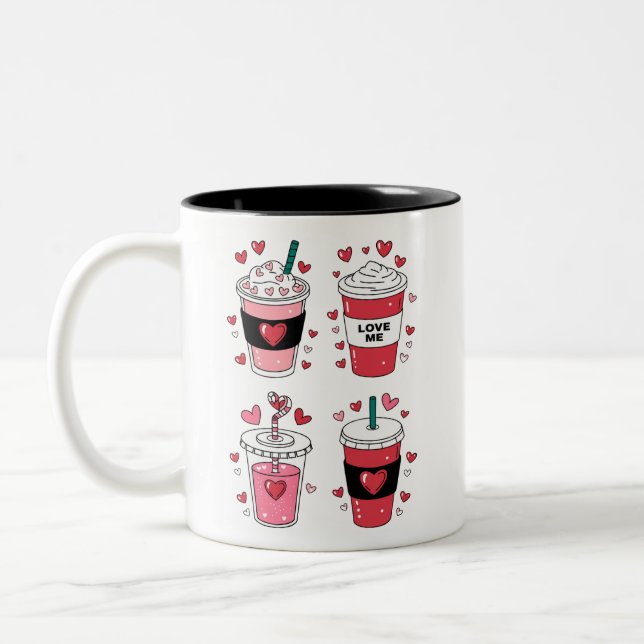 Valentinstag Latte Coffee Lover Zweifarbige Tasse (Links)