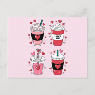 Valentinstag-Latte-Kaffee-Liebhaber Postkarte