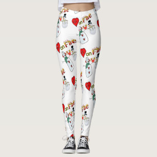Valentinstag Leggings Lang Schneemann Feuer