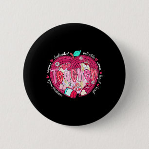 Valentinstag-Lehrer-Herz-Bleistift-Kokette-Schleif Button