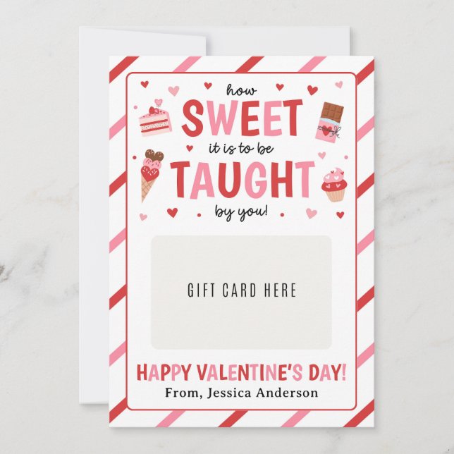 Valentinstag-Lehrerdankeschön-Geschenkkartenhalter Einladung (Vorderseite)