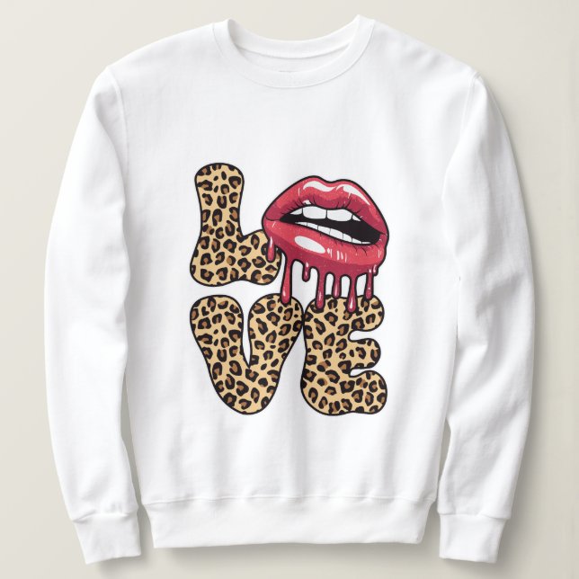 Valentinstag Leopard Liebe für Mädchen Sweatshirt (Design vorne)