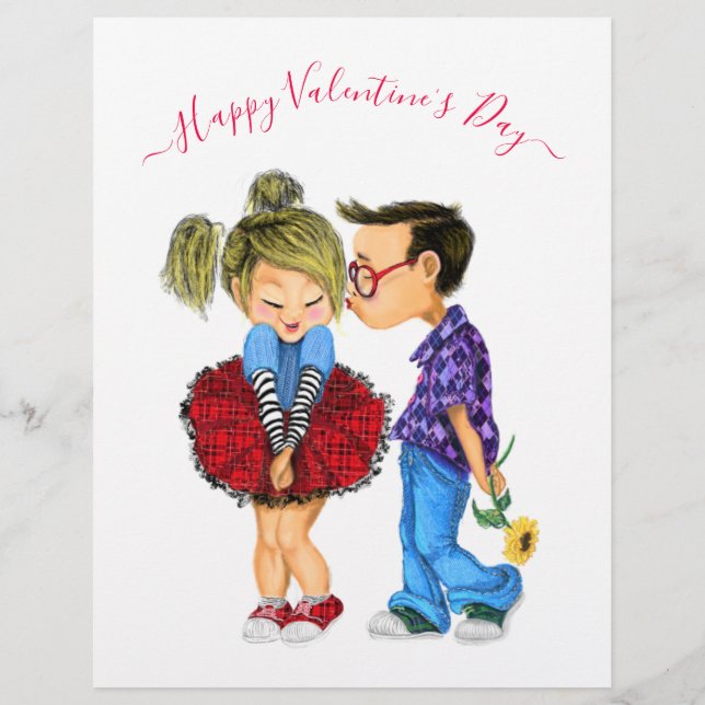 Valentinstag Letterhead mit Romantischem Paar Briefbogen (Rückseite)