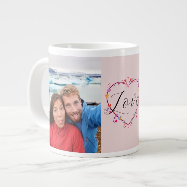 VALENTINSTAG LIEBE 2 FOTOS Jumbo-Tasse (Vorderseite Links)