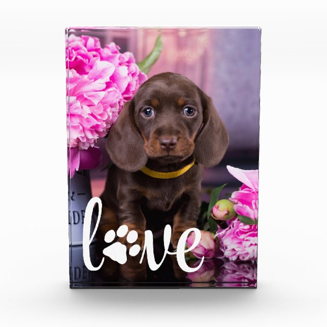 Valentinstag-LIEBE - benutzerdefinierter Hundfoto Fotoblock (Vorderseite)