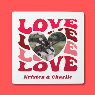 Valentinstag Liebe Custom Couple Foto Quadratische Wanduhr