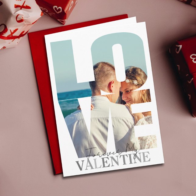 Valentinstag Liebe Foto Forever Valentine Karte (Cherish memories with a Valentine's card featuring you and your loved one, expressing your bond.)