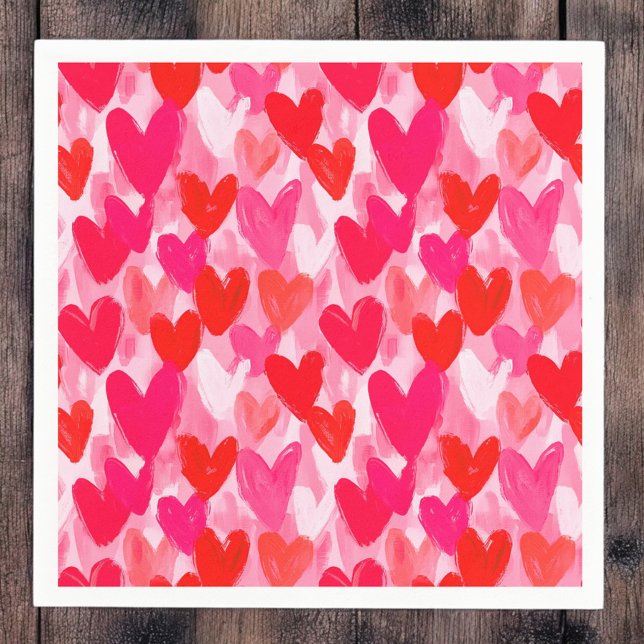 Valentinstag Liebe für Multiherzen Muster rosa Serviette (Von Creator hochgeladen)