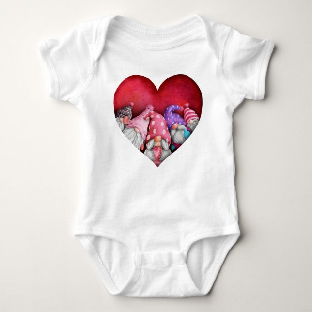 VALENTINSTAG LIEBE GNOMES BABY STRAMPLER (Vorderseite)